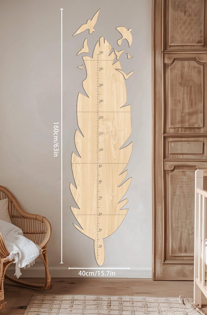 Personalized Wooden Feather Growth Chart Height Ruler