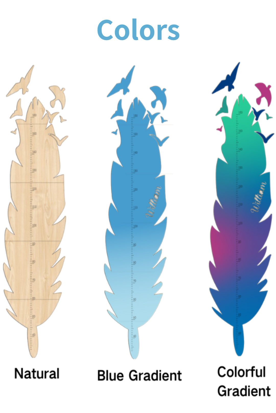 Personalized Wooden Feather Growth Chart Height Ruler