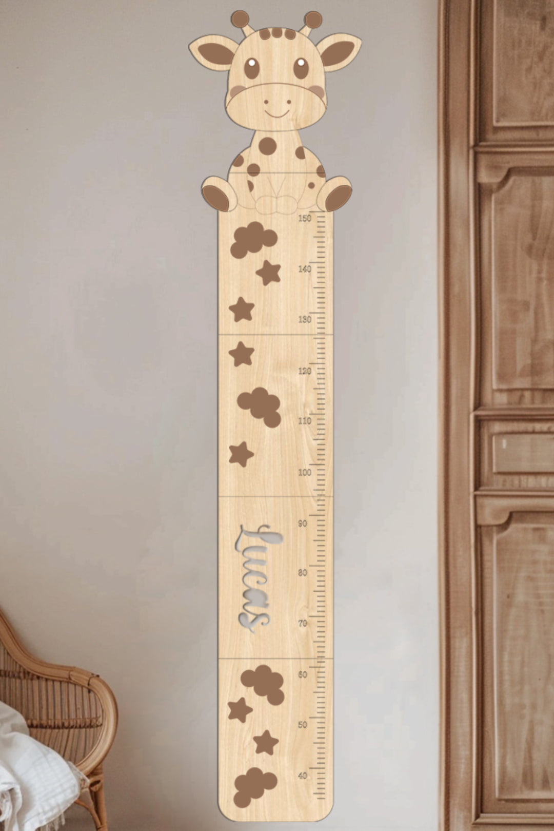 Personalized Wooden Cute Giraffe Growth Chart