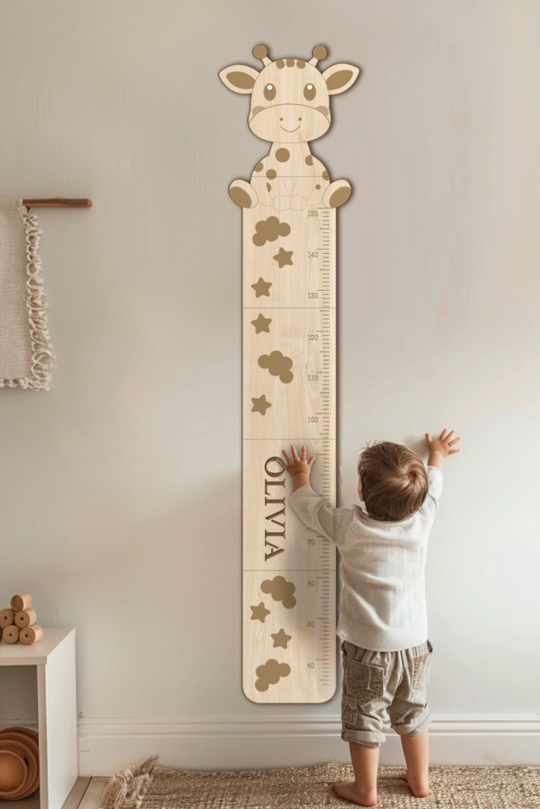 Personalized Wooden Cute Giraffe Growth Chart