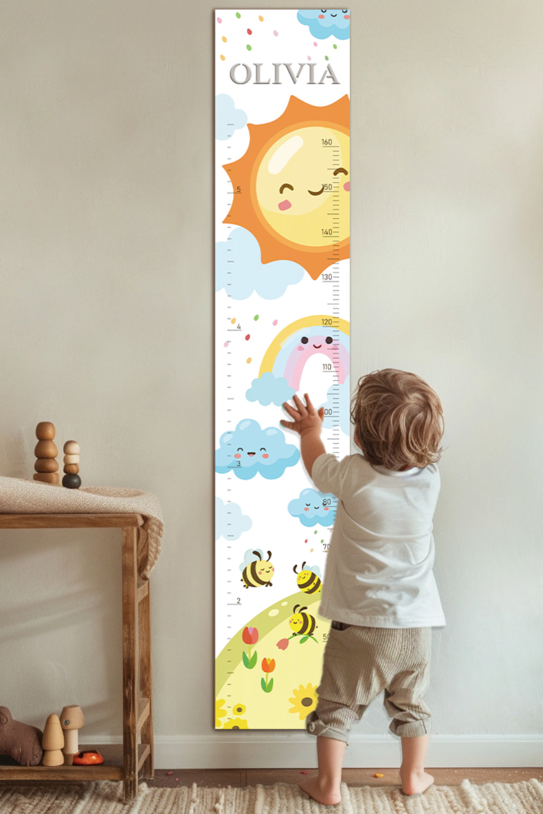 Personalized Wooden Rainbow Growth Chart Height Ruler