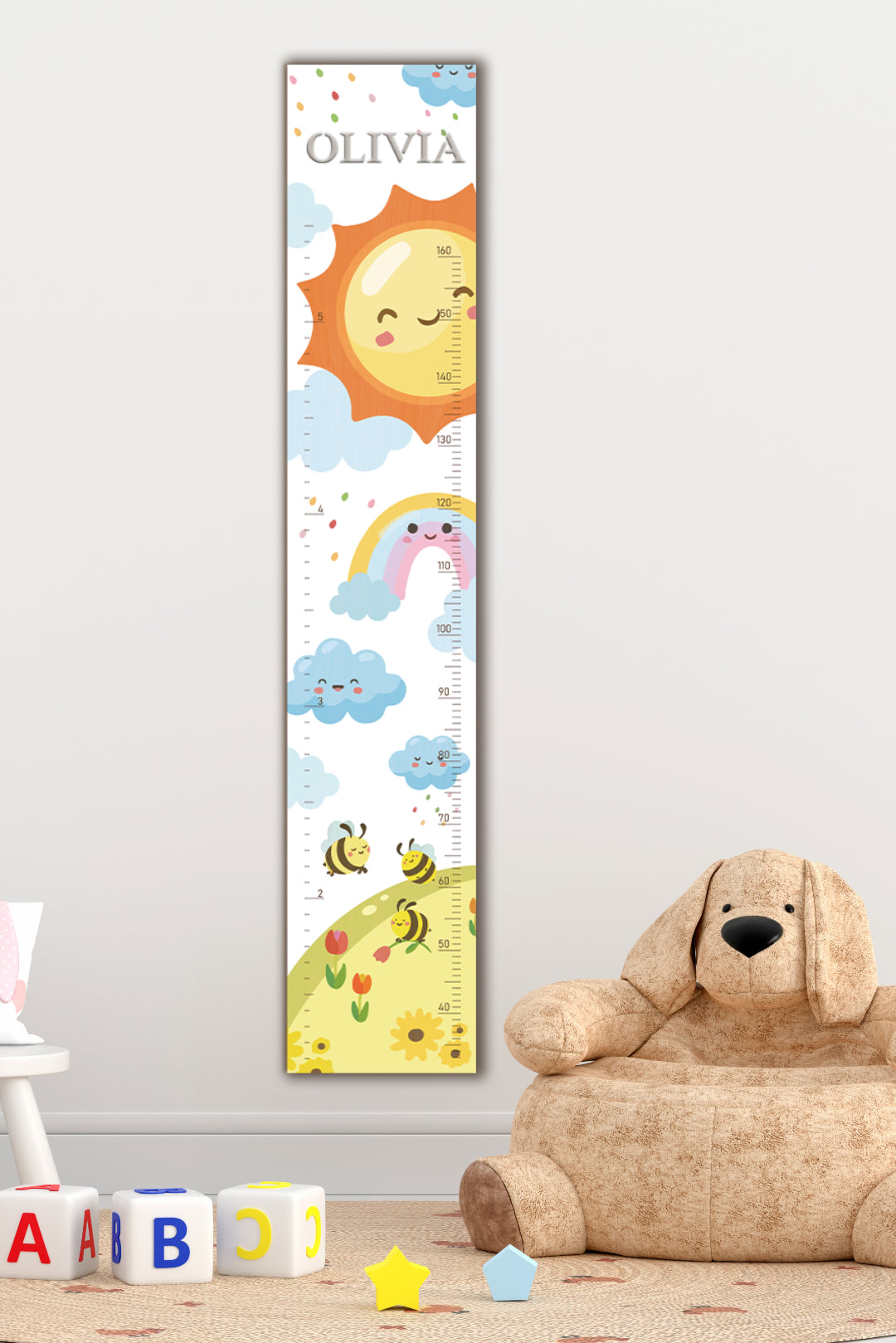 Personalized Wooden Rainbow Growth Chart Height Ruler