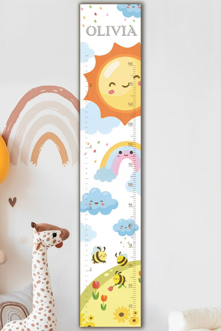 Personalized Wooden Rainbow Growth Chart Height Ruler