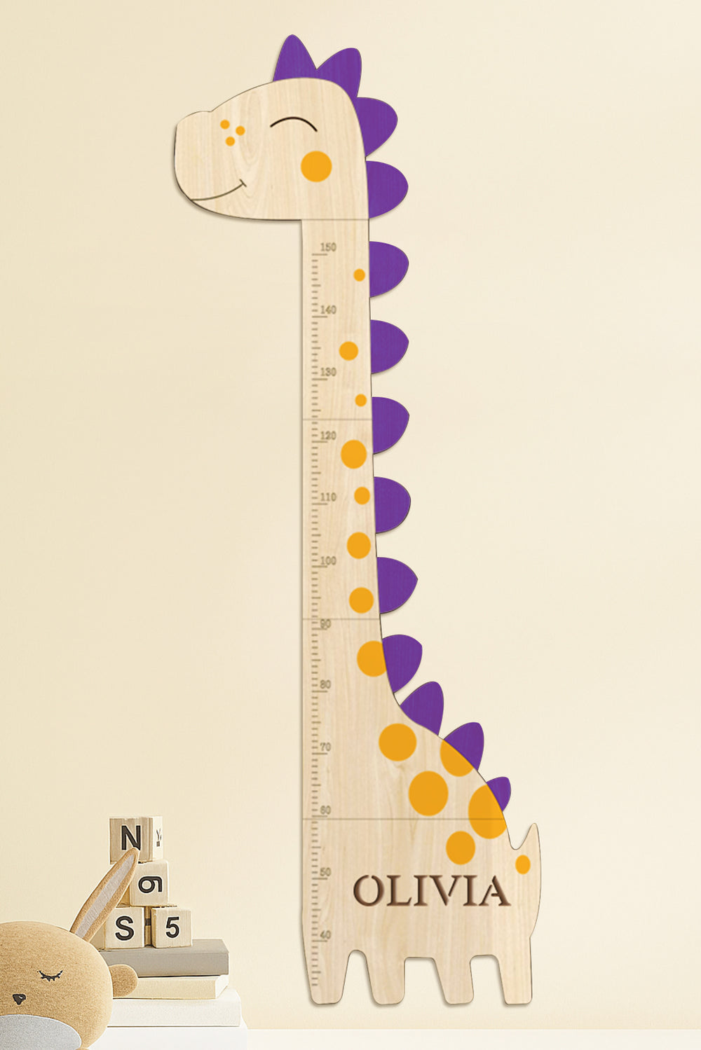 Personalized Wooden Dinosaur Growth Chart Height Ruler Woodemon