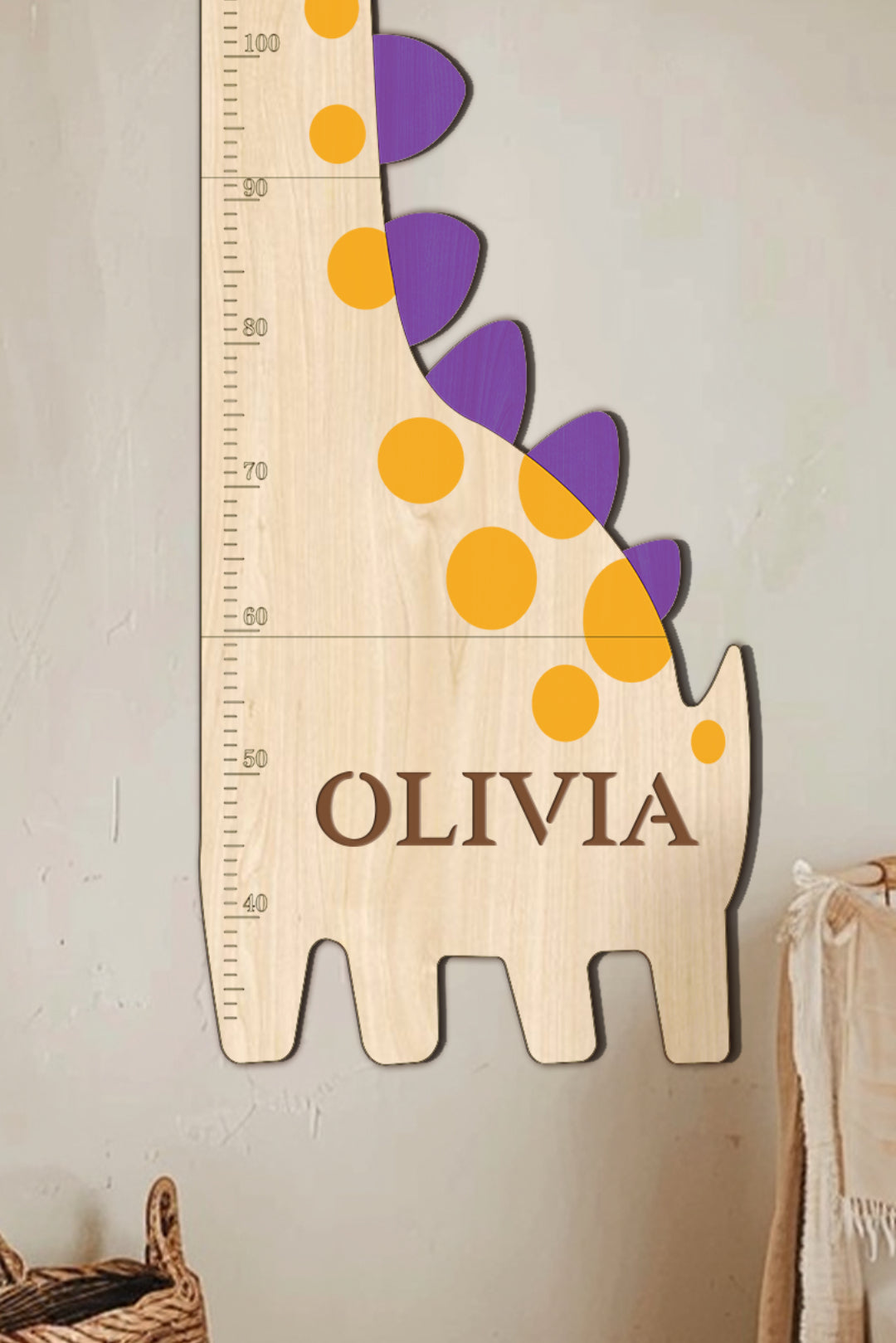 Personalized Wooden Dinosaur Growth Chart Ruler