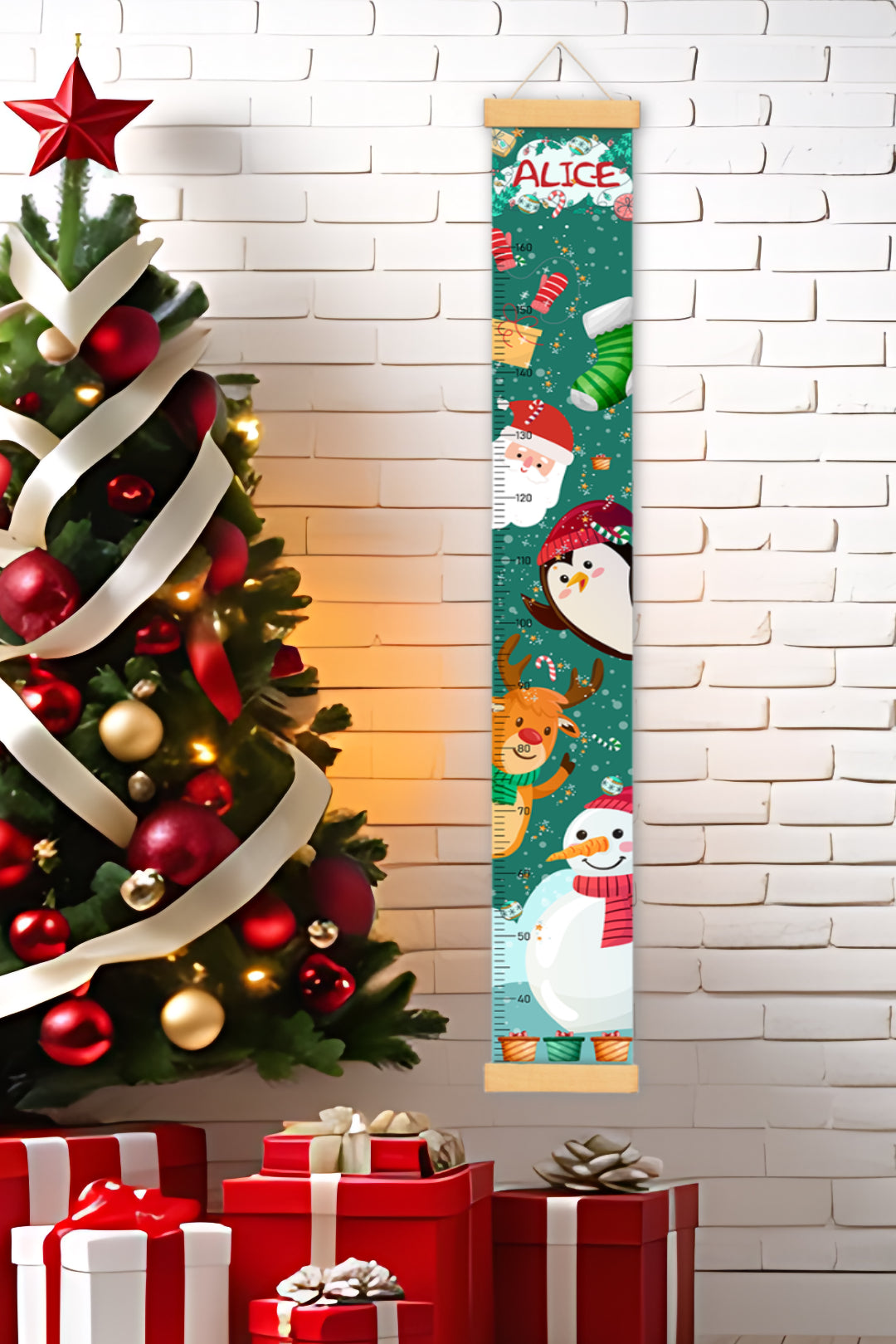 Personalized Santa Claus Hanging Canvas Height Ruler