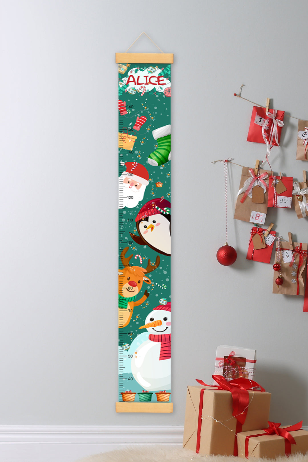 Personalized Santa Claus Hanging Canvas Height Ruler