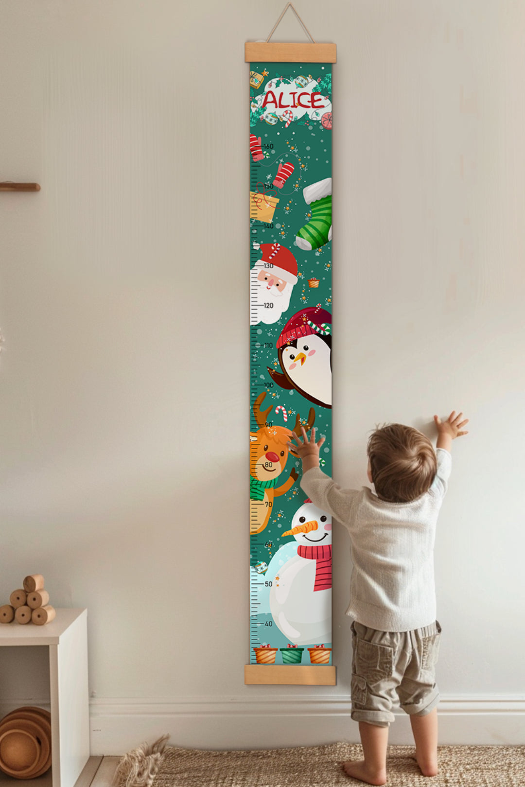 Personalized Santa Claus Hanging Canvas Height Ruler