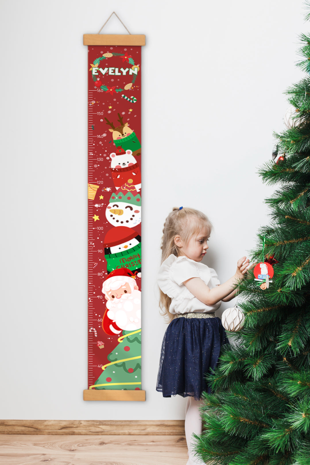 Personalized Christmas Hanging Canvas Height Ruler