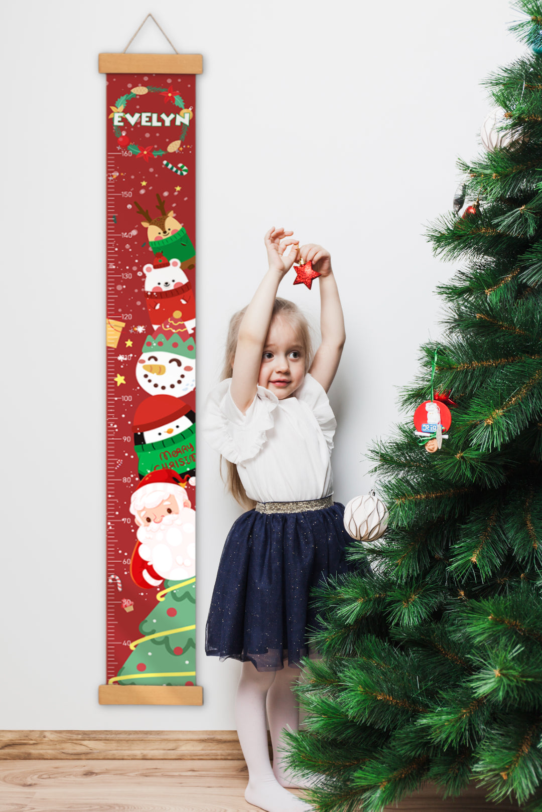 Personalized Christmas Hanging Canvas Height Ruler