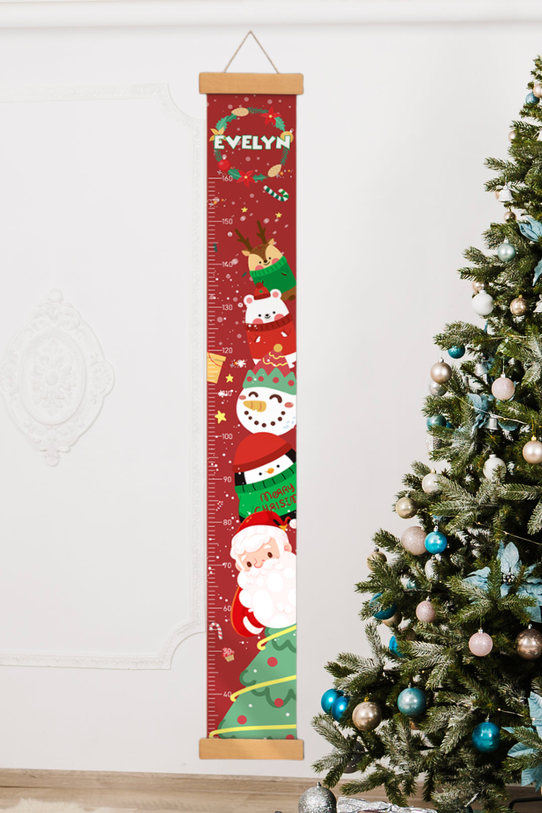 Personalized Christmas Hanging Canvas Height Ruler