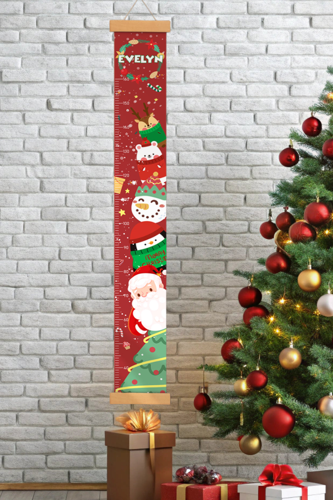 Personalized Christmas Hanging Canvas Height Ruler