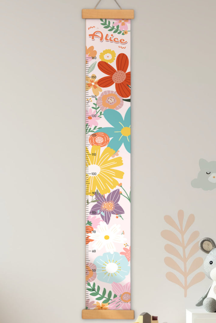 Personalized Flowers Hanging Canvas Height Ruler