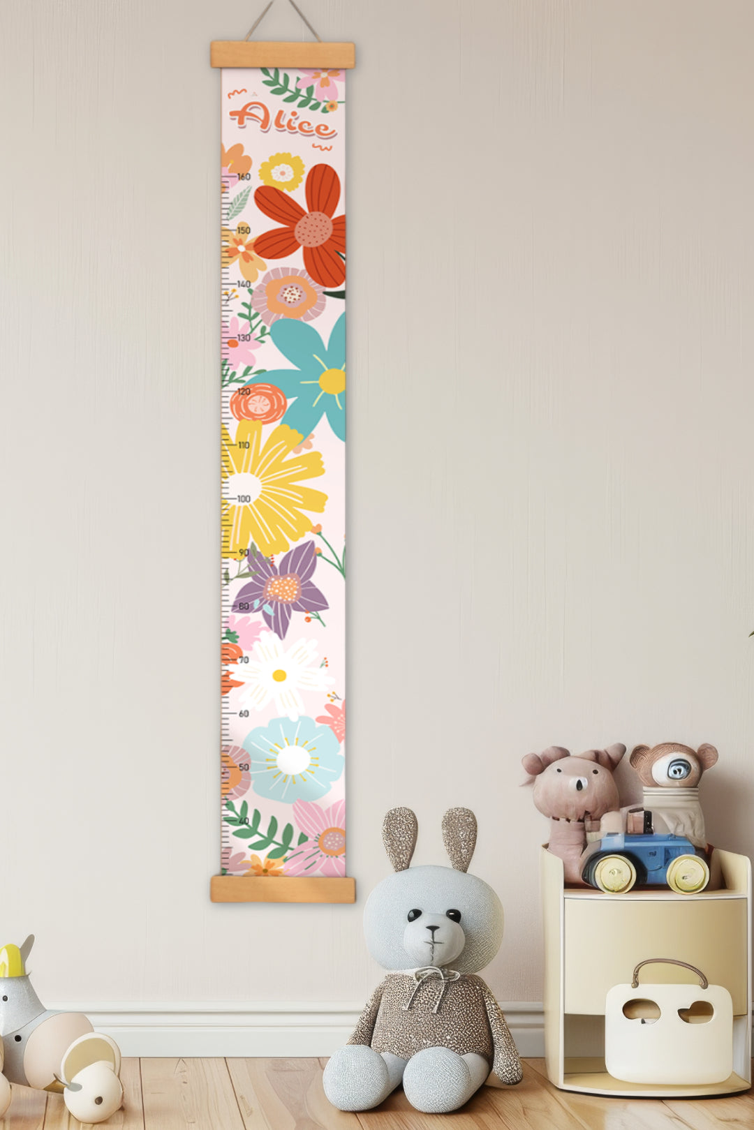 Personalized Flowers Hanging Canvas Height Ruler