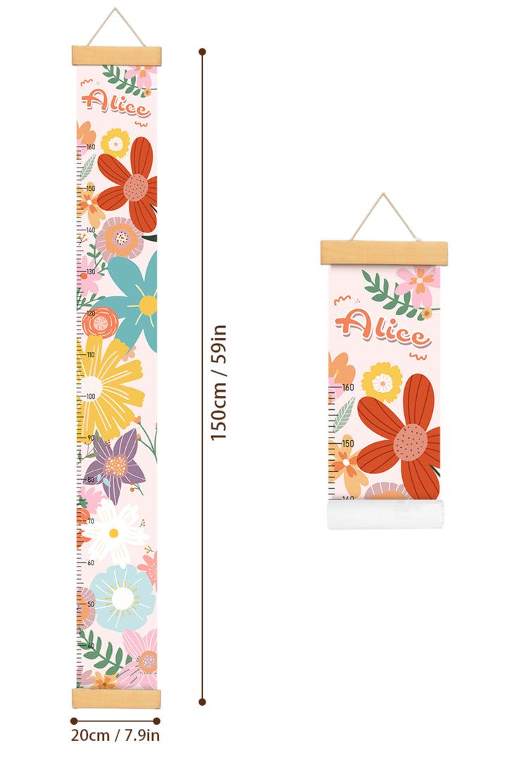 Personalized Flowers Hanging Canvas Height Ruler