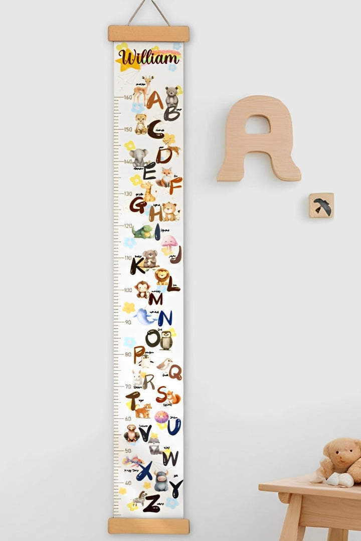 Personalized Animal Alphabet Hanging Canvas Height Ruler