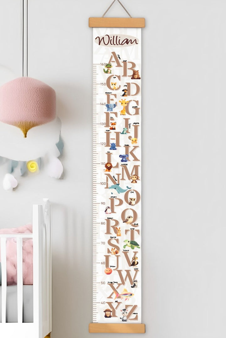 Personalized Animal Letter Hanging Canvas Height Ruler