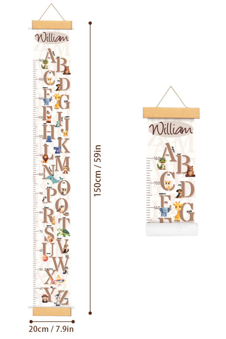 Personalized Animal Letter Hanging Canvas Height Ruler