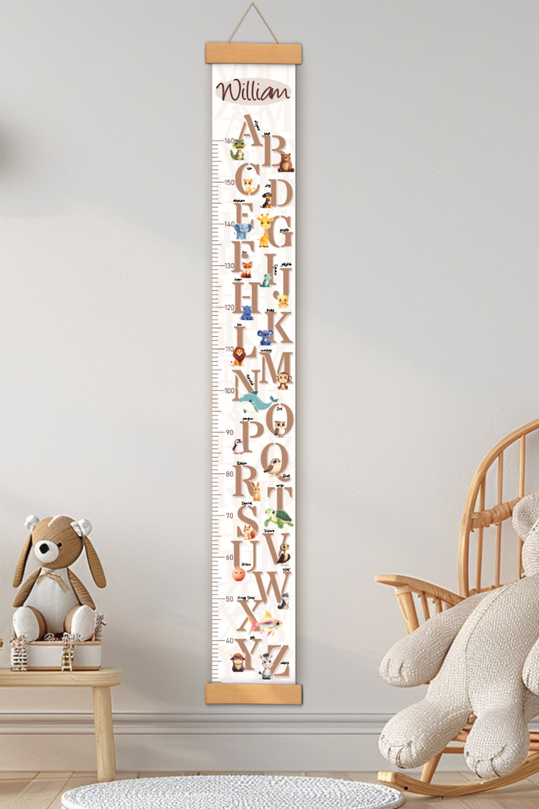 Personalized Animal Letter Hanging Canvas Height Ruler