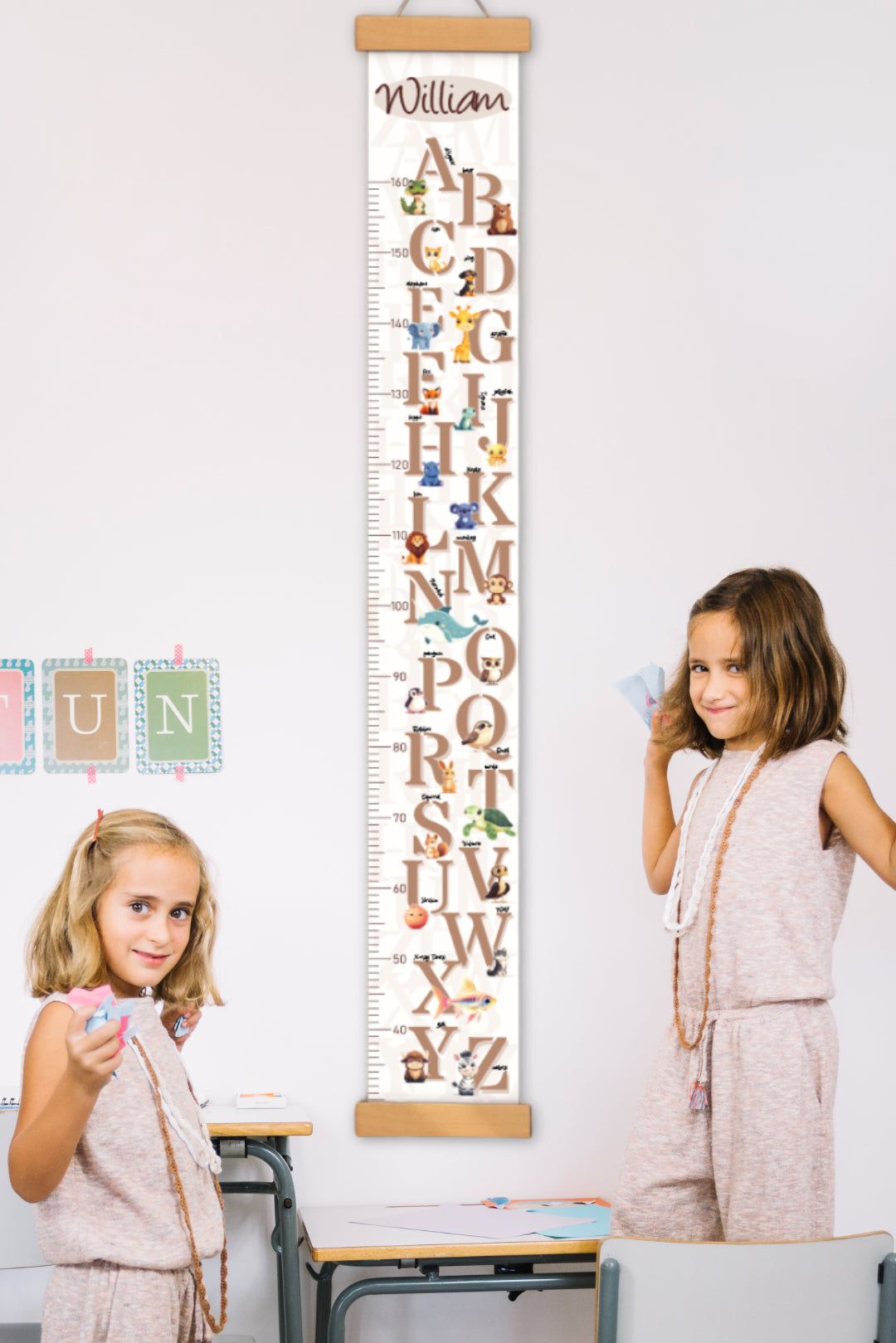 Personalized Animal Letter Hanging Canvas Height Ruler