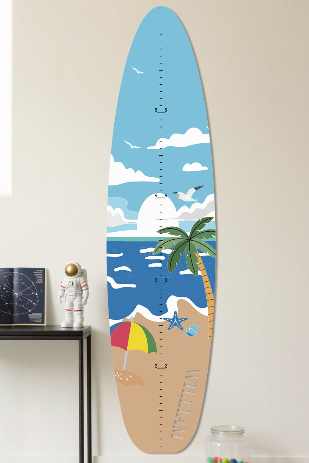 Personalized Wooden Surfboard Growth Chart Ruler Woodemon