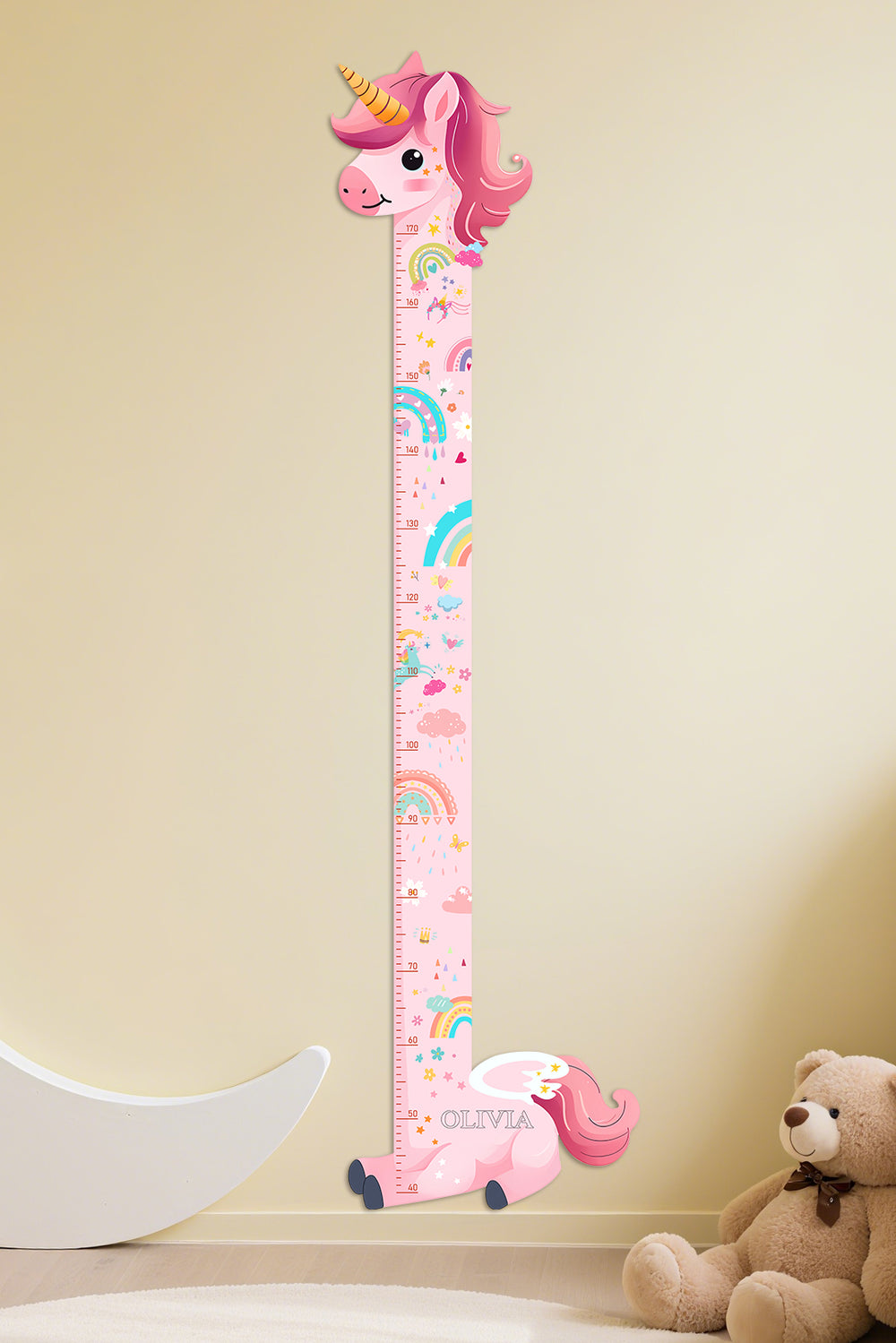Personalized Wooden Unicorn Height Growth Chart for Girls