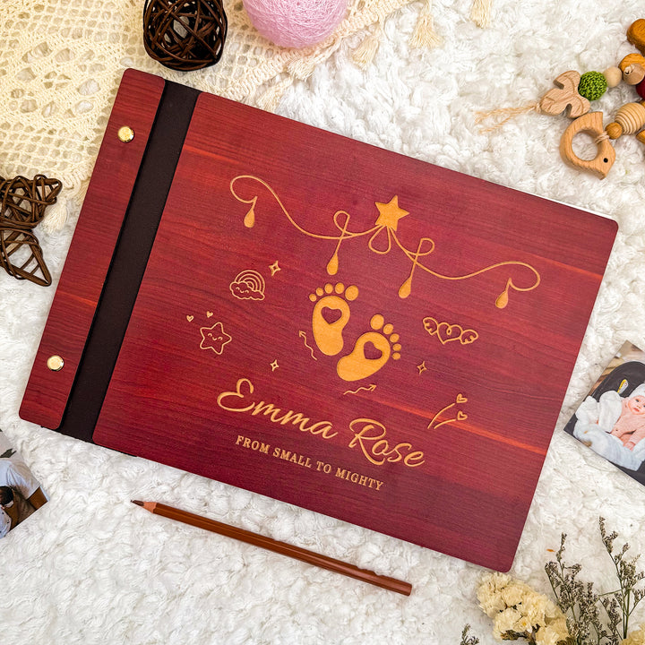 Personalized Baby Photo Album – Custom Wooden Cover with Baby’s Name