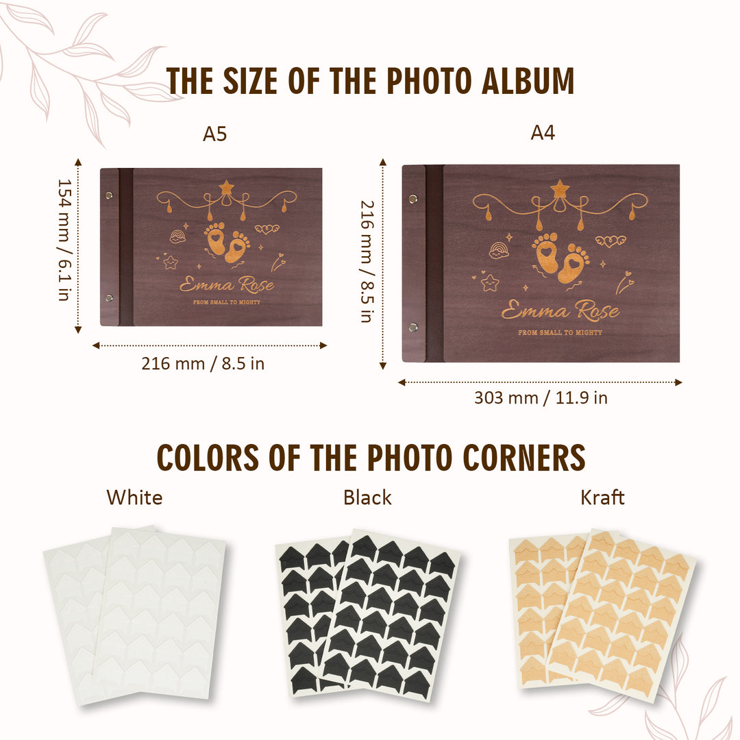 Personalized Baby Photo Album – Custom Wooden Cover with Baby’s Name