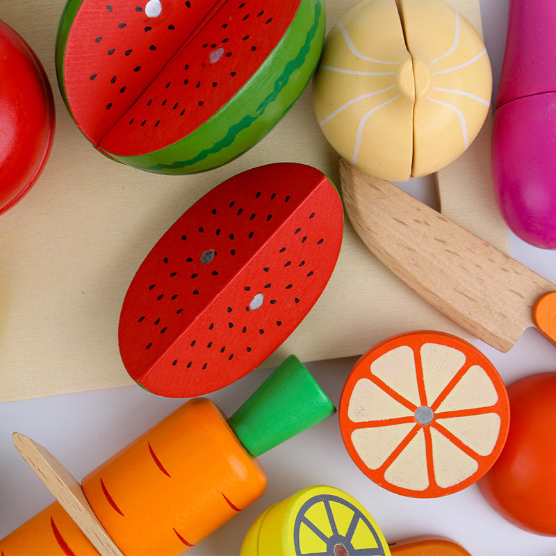 Wooden Simulation of Fruit and Vegetables Cutting Fun