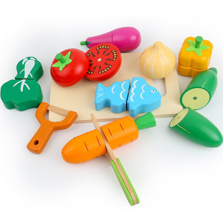 Wooden Simulation of Fruit and Vegetables Cutting Fun