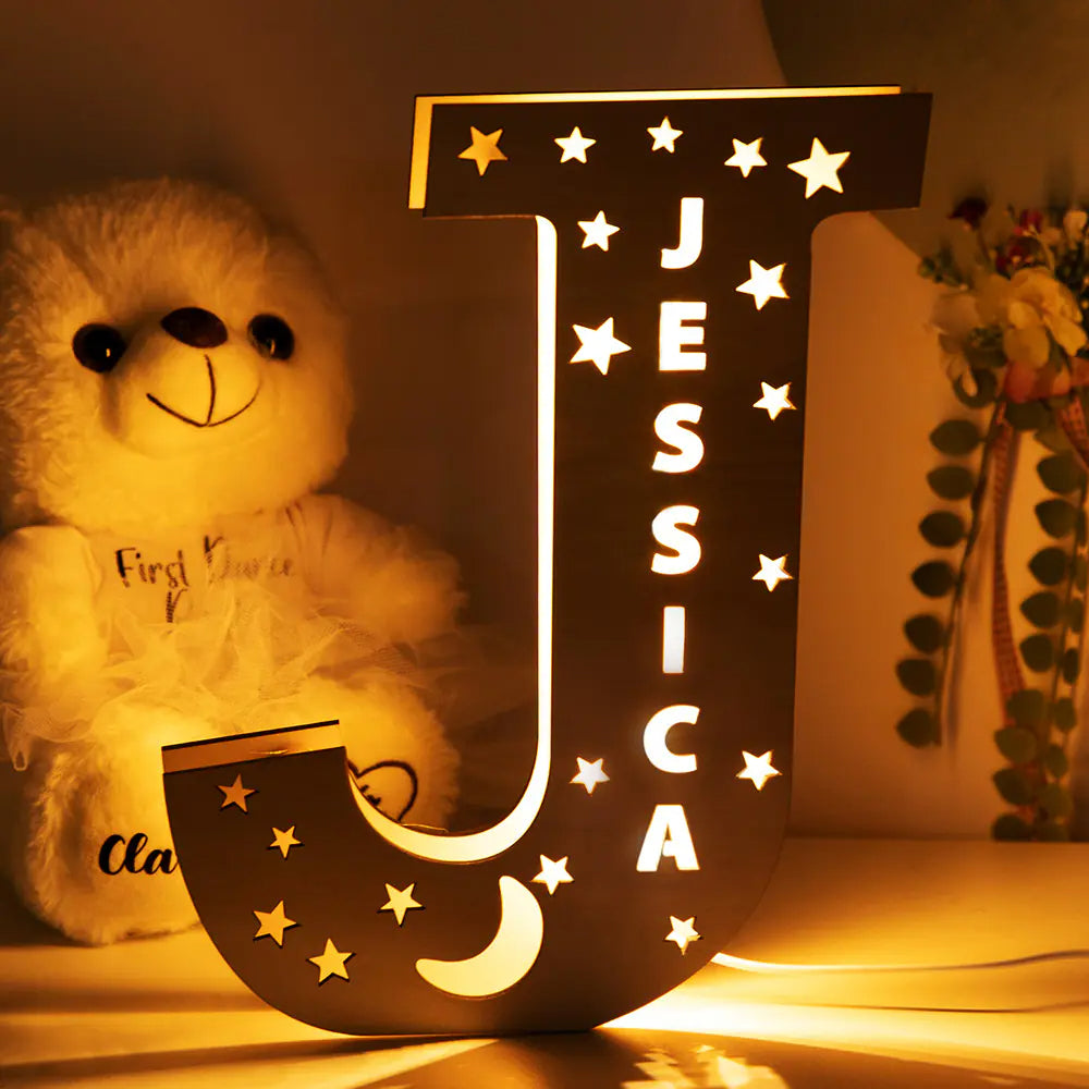 Personalized Wooden Letter Night Light With Name