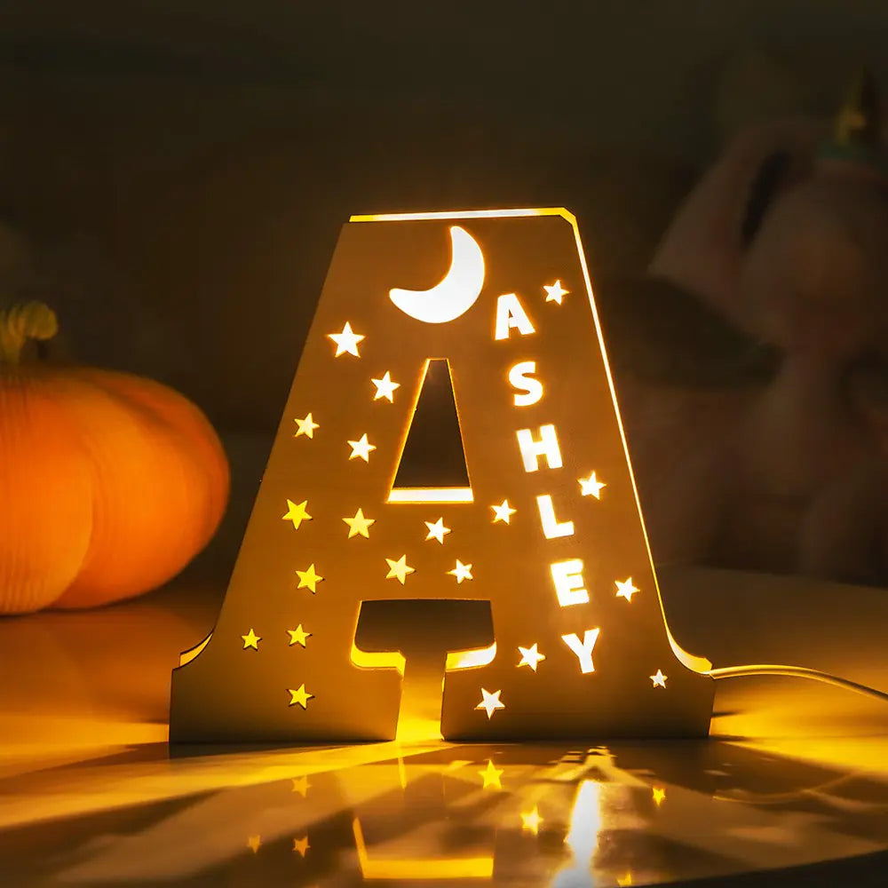 Personalized Wooden Letter Night Light With Name