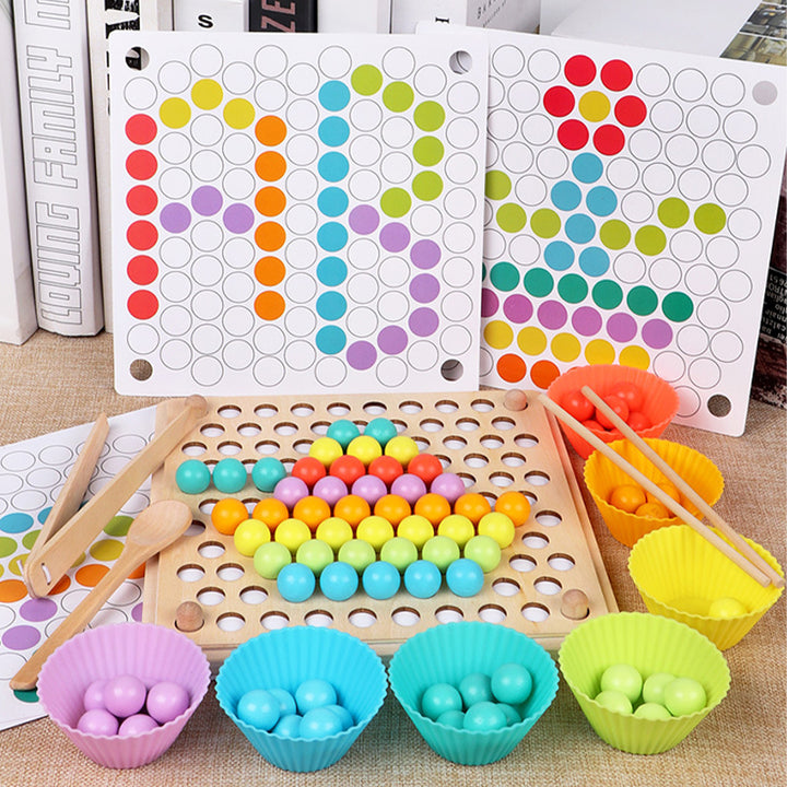 Children's rainbow blocks clip beads puzzle game toys