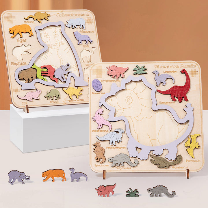 Wooden Dinosaur Brain Matching Stereo Puzzle