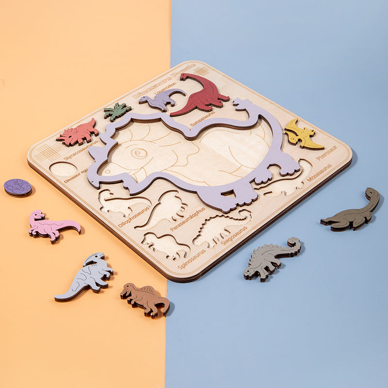 Wooden Dinosaur Brain Matching Stereo Puzzle