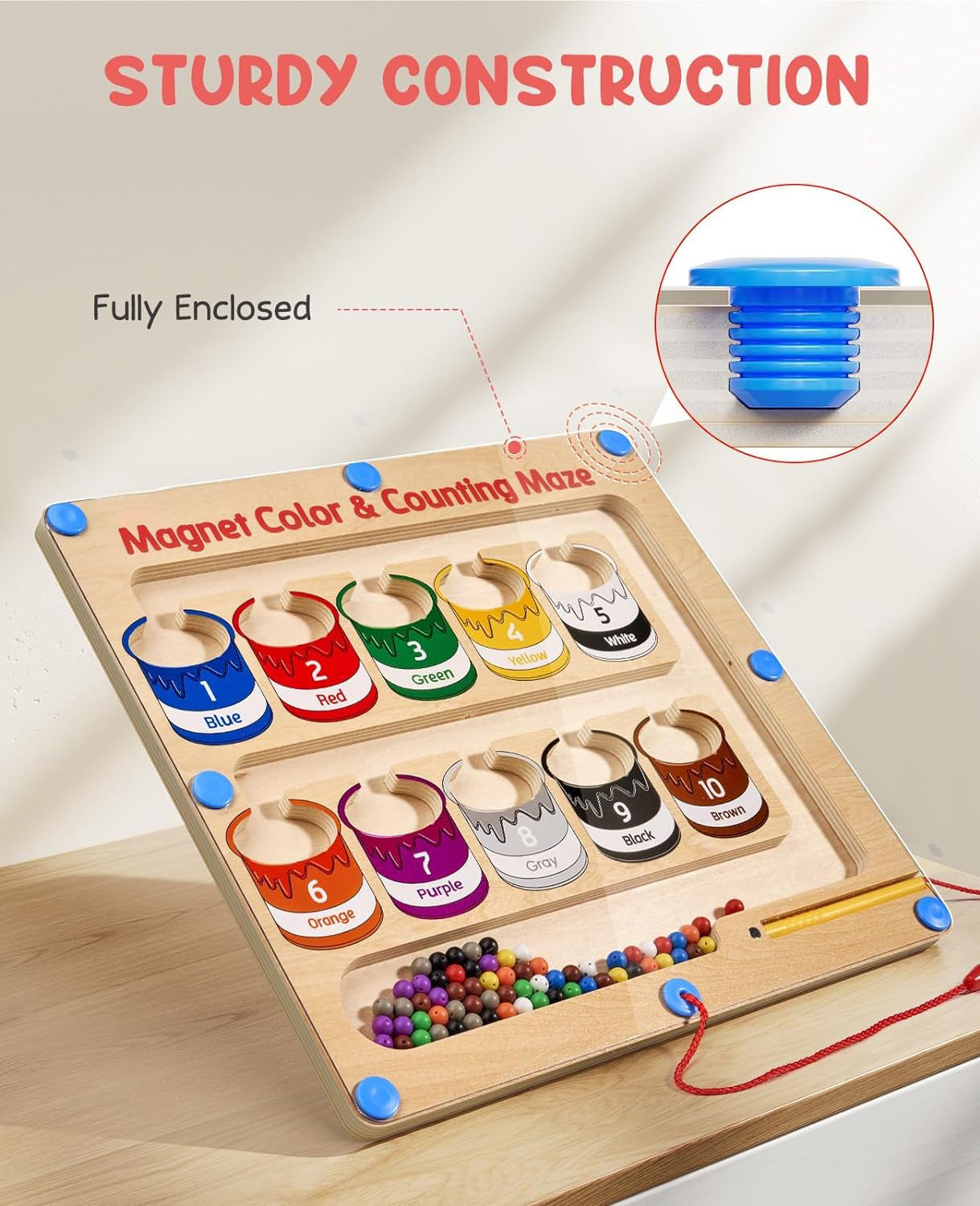 Magnetic Color and Number Maze – Woodemon