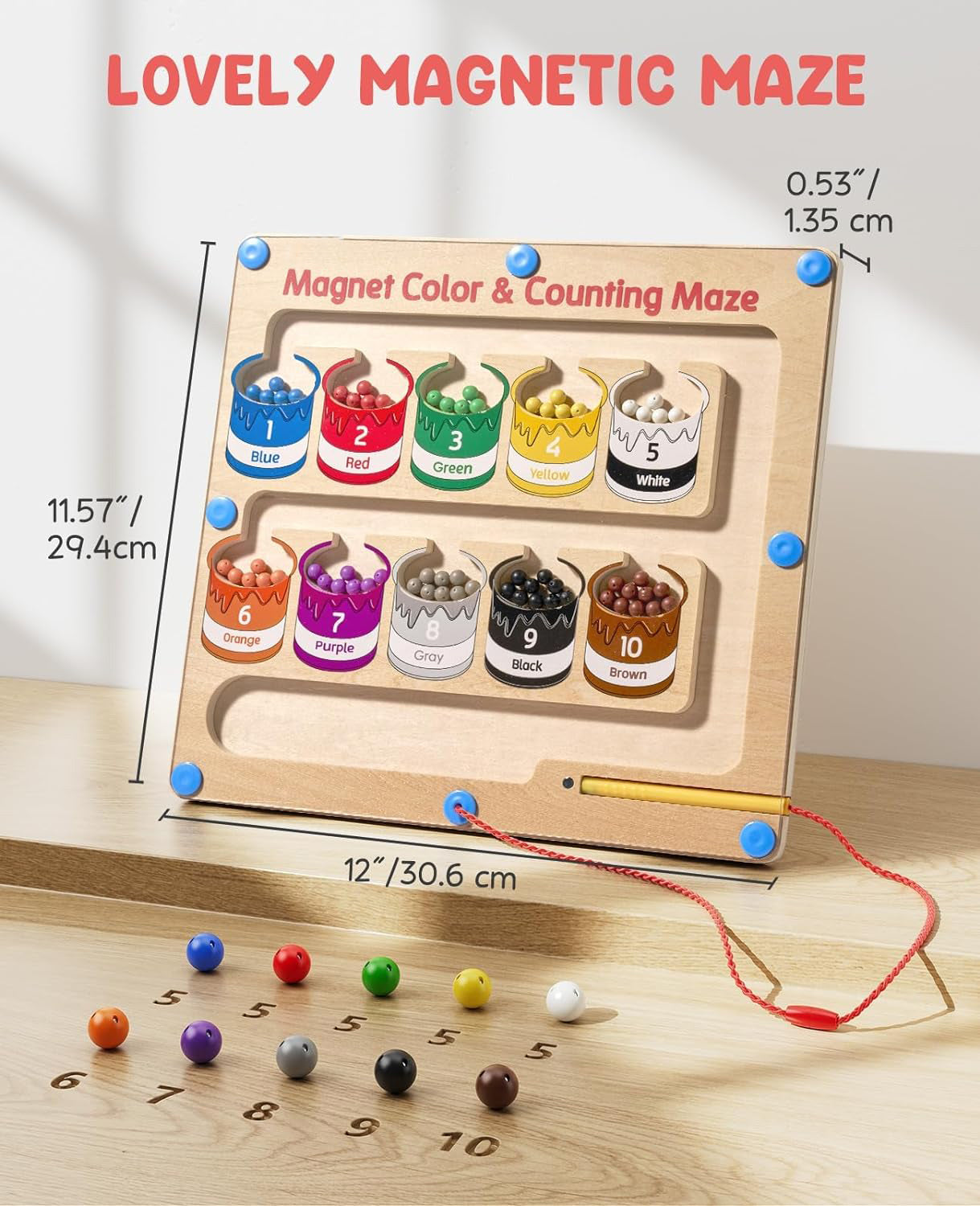 Magnetic Color and Number Maze – Woodemon