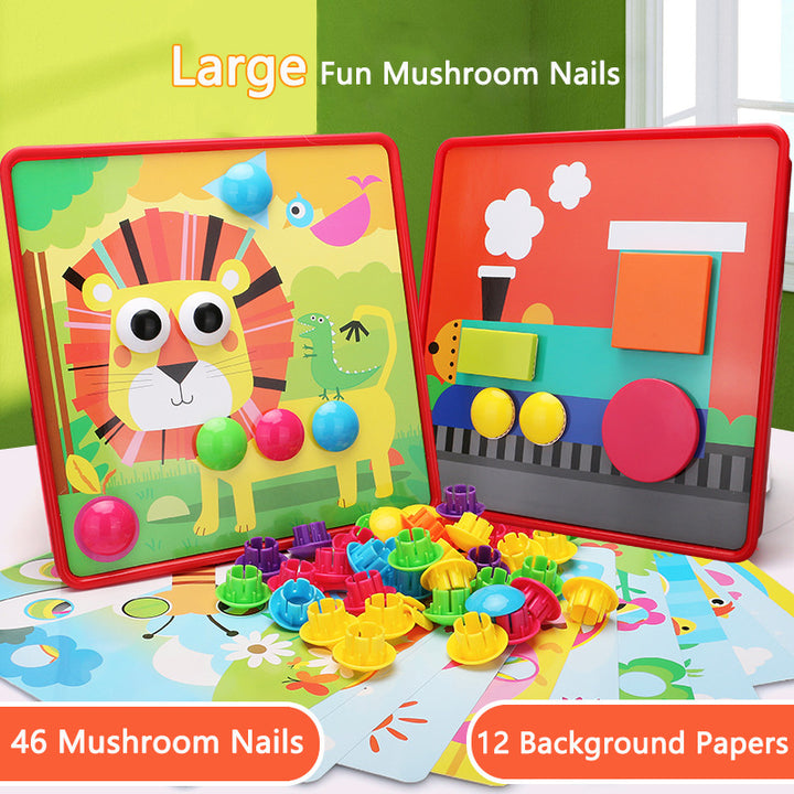 DIY educational toys large particles mushroom nail puzzle