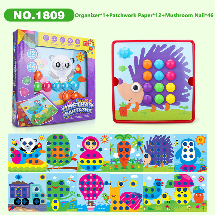 DIY educational toys large particles mushroom nail puzzle