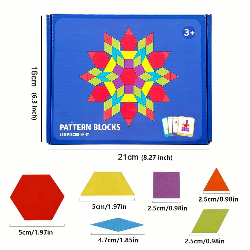 Wooden Pattern Blocks Set - Size