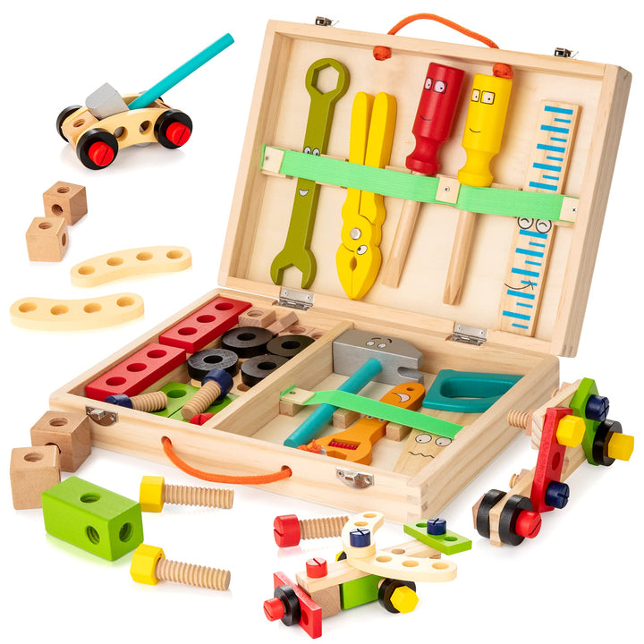 Wooden Toddler Tool Set, Montessori Education STEM Construction Toys