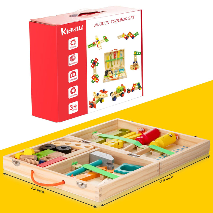 Wooden Toddler Tool Set, Montessori Education STEM Construction Toys