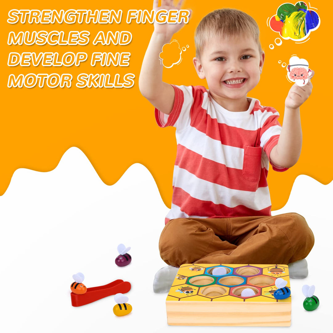 Montessori Beehive Matching Game Colour Recognition - Toy Gifts for Kids