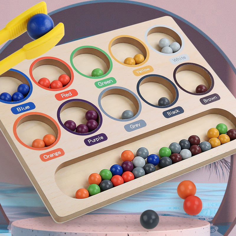 Baby Wooden Clip Beads Color Assortment Counting Boards