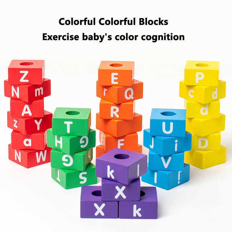 Children's Wooden Alphabet Matching Building Blocks Educational Toys