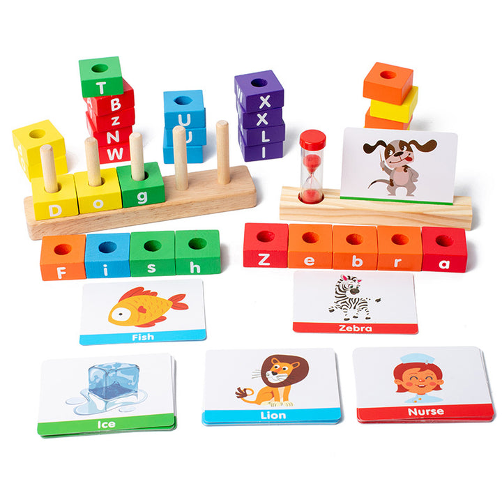 Children's Wooden Alphabet Matching Building Blocks Educational Toys