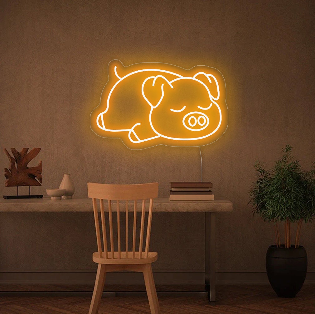 Sleeping Pig Neon Sign