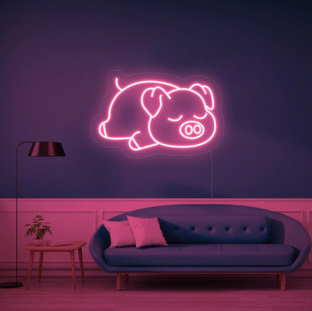 Sleeping Pig Neon Sign