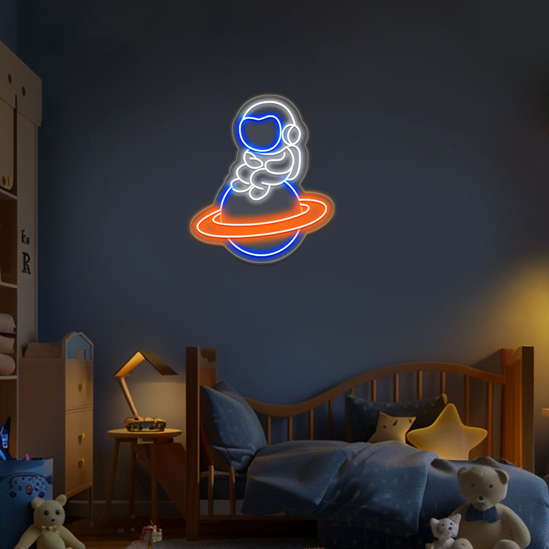 Astronaut on the planet Neon Sign