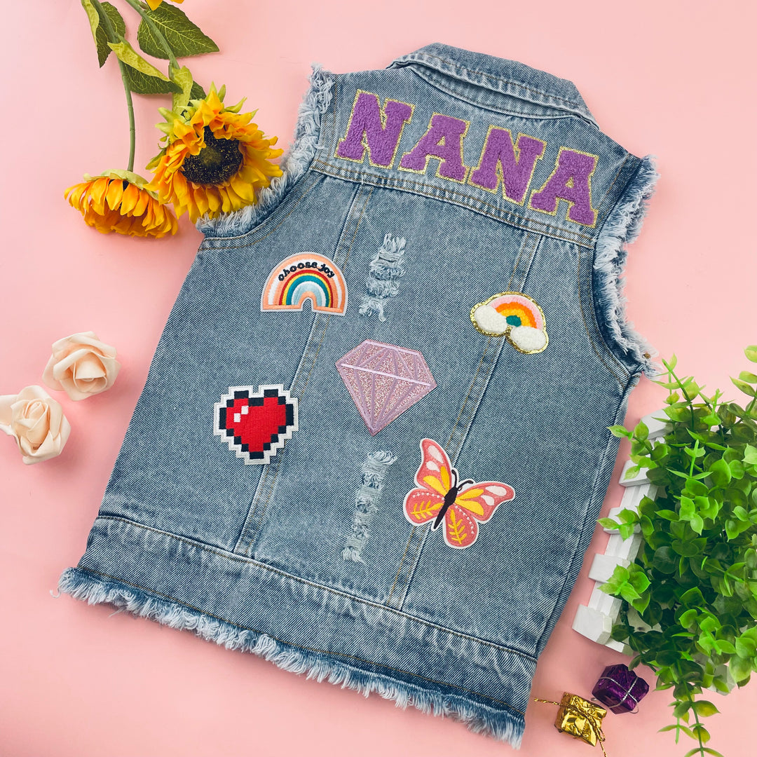 Personalized Childrens Patch Denim Vest